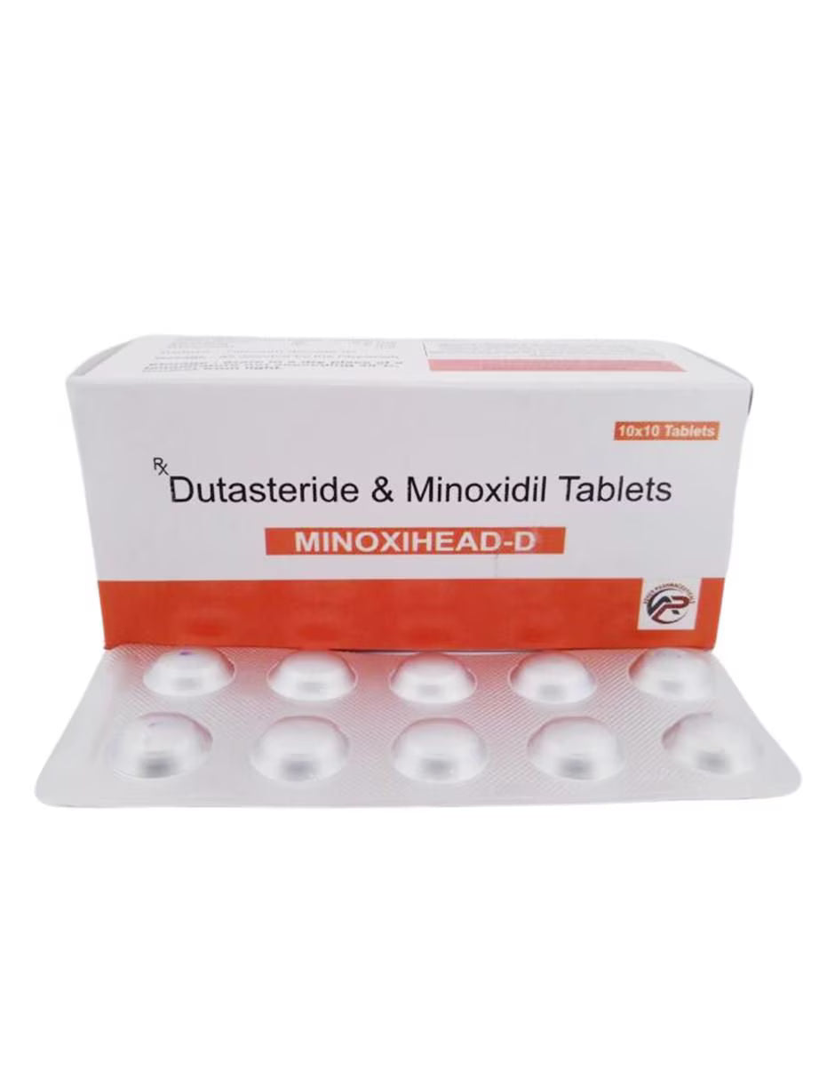 Minoxidil 5mg + Dutasterida 1mg 100 Tabletas Minoxihead-D