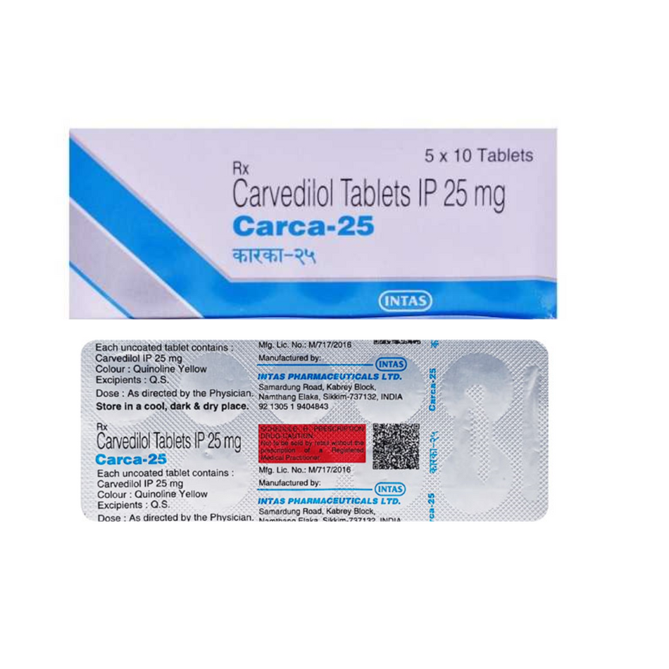 Carvedilol 25mg 50 Tabletas Carca 25