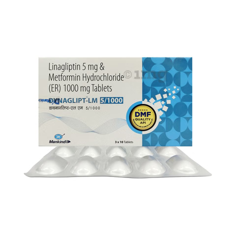 Linagliptina 5mg + Metformina 1000mg 30 Tabletas Dynaglipt - LM 5/1000