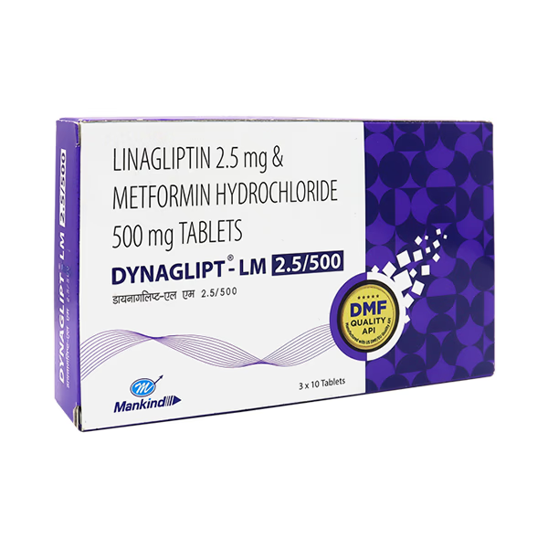 Linagliptina 2.5mg + Metformina 500mg 30 Tabletas Dynaglipt - LM 2.5/500