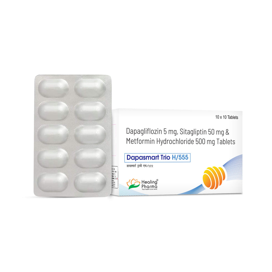 Dapagliflozina 5mg + Sitagliptina 50mg + Metformina 500mg 100 Tabletas Dapasmart Trio H 555