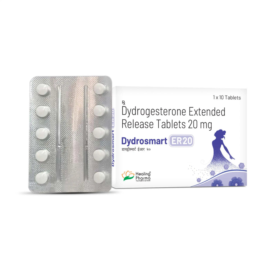 Didrogesterona 20mg 10 Tabletas de Liberacion Extendida Dydrosmart 20