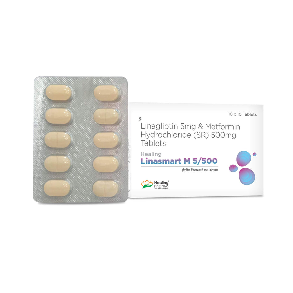 Linagliptina 5mg + Metformina 500mg 100 Tabletas de Liberacion Sostenida Linasmart M 5/500