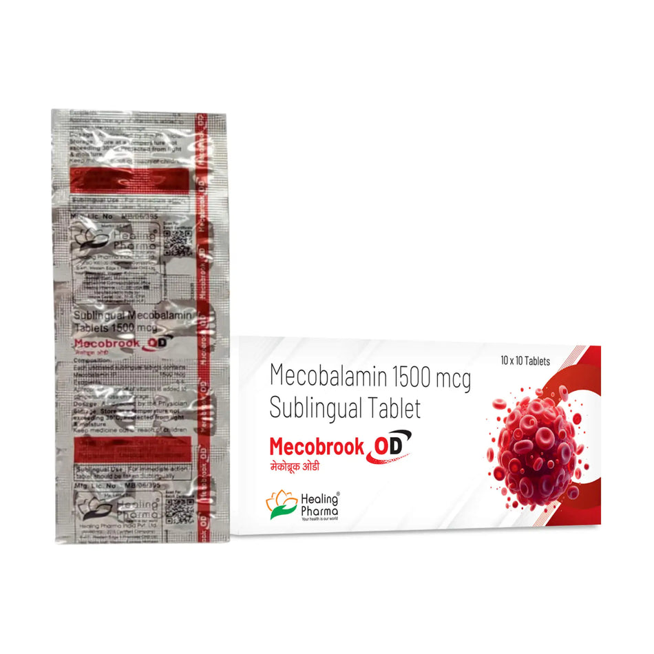 Mecobalamina 1500mcg 100 Tabletas Sublinguales Mecobrook OD