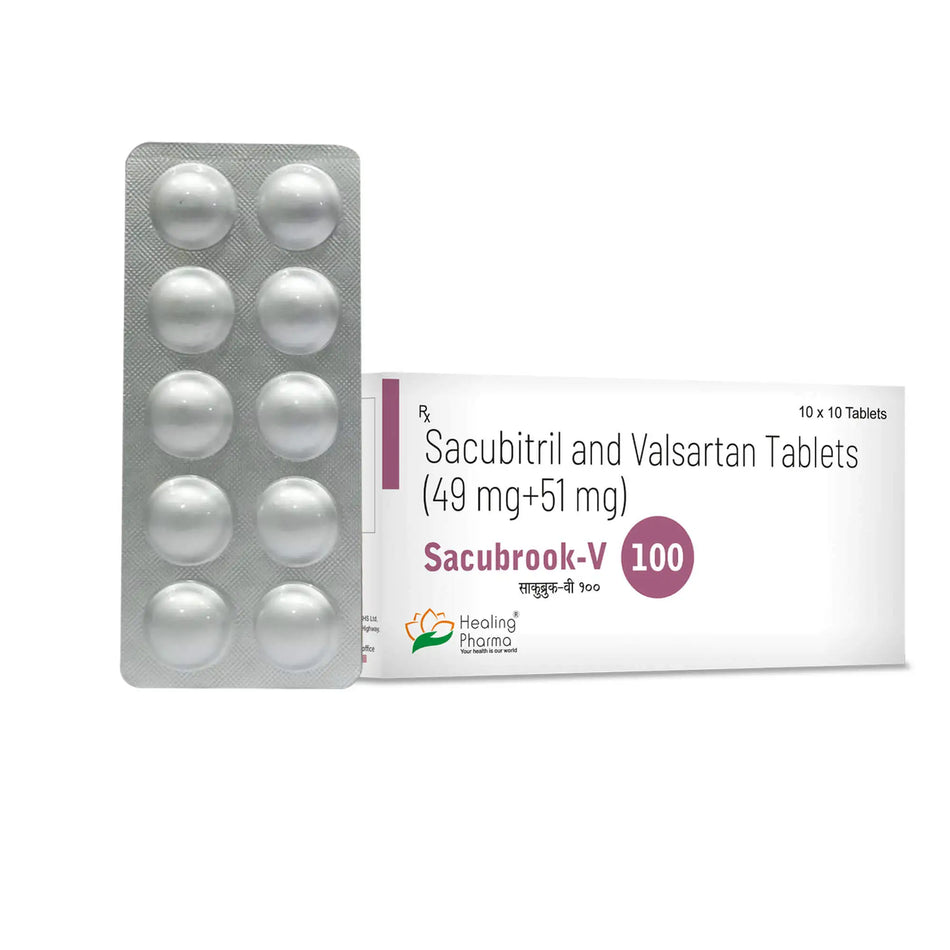 Sacubitril 49mg + Valsartan 51mg 100 Tabletas Sacubrook V 100