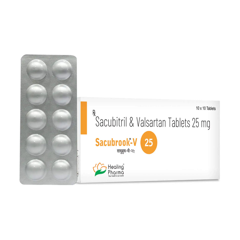 Sacubitril 12mg + Valsartan 12mg 100 Tabletas Sacubrook V 25