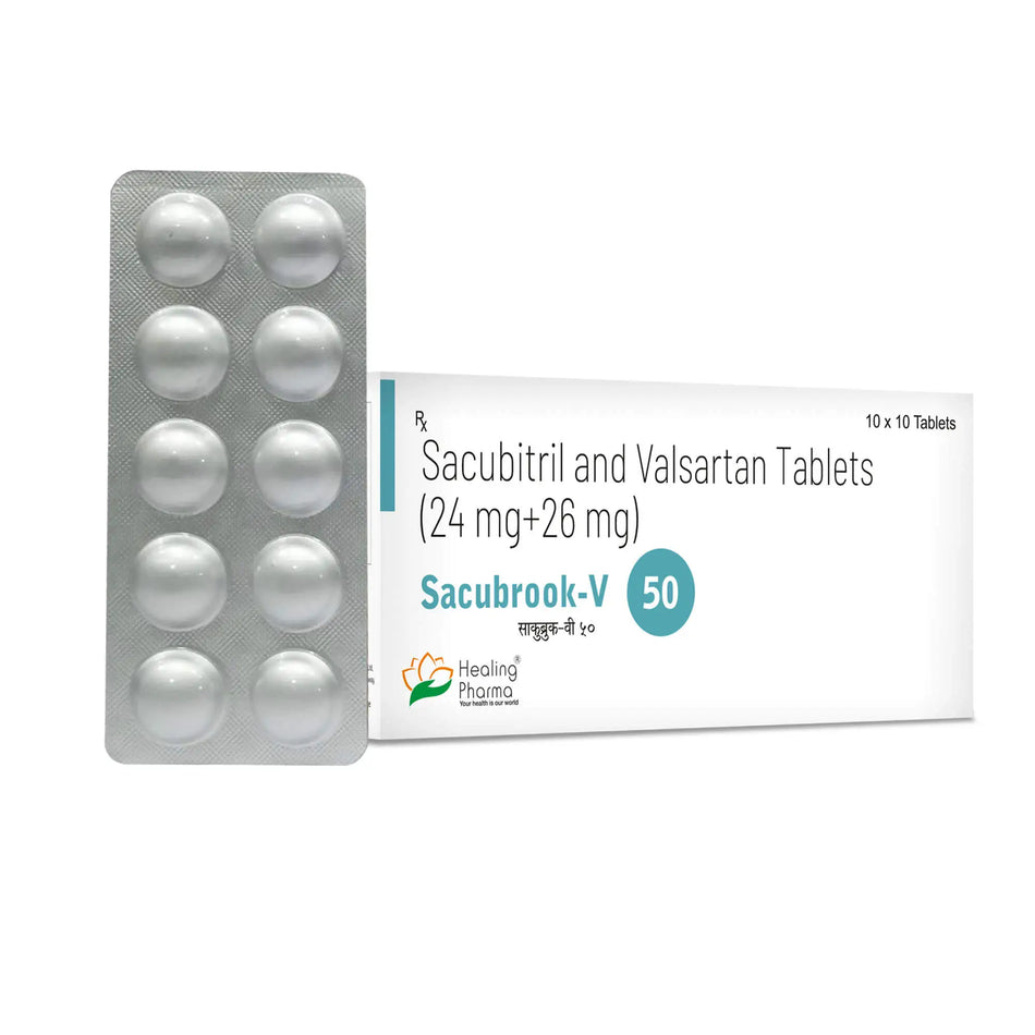 Sacubitril 24mg + Valsartan 26mg 100 Tabletas Sacubrook V 50