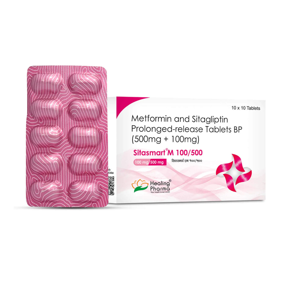Metformina 500mg + Sitagliptina 100mg 100 Tabletas de Liberacion Prolongada Sitasmart M 100/500