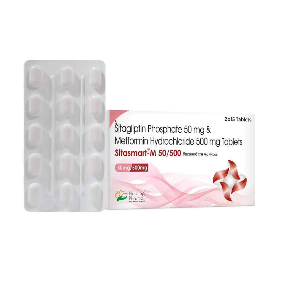 Sitagliptina 50mg + Metformina 500mg 30 Tabletas Sitasmart M 50/500