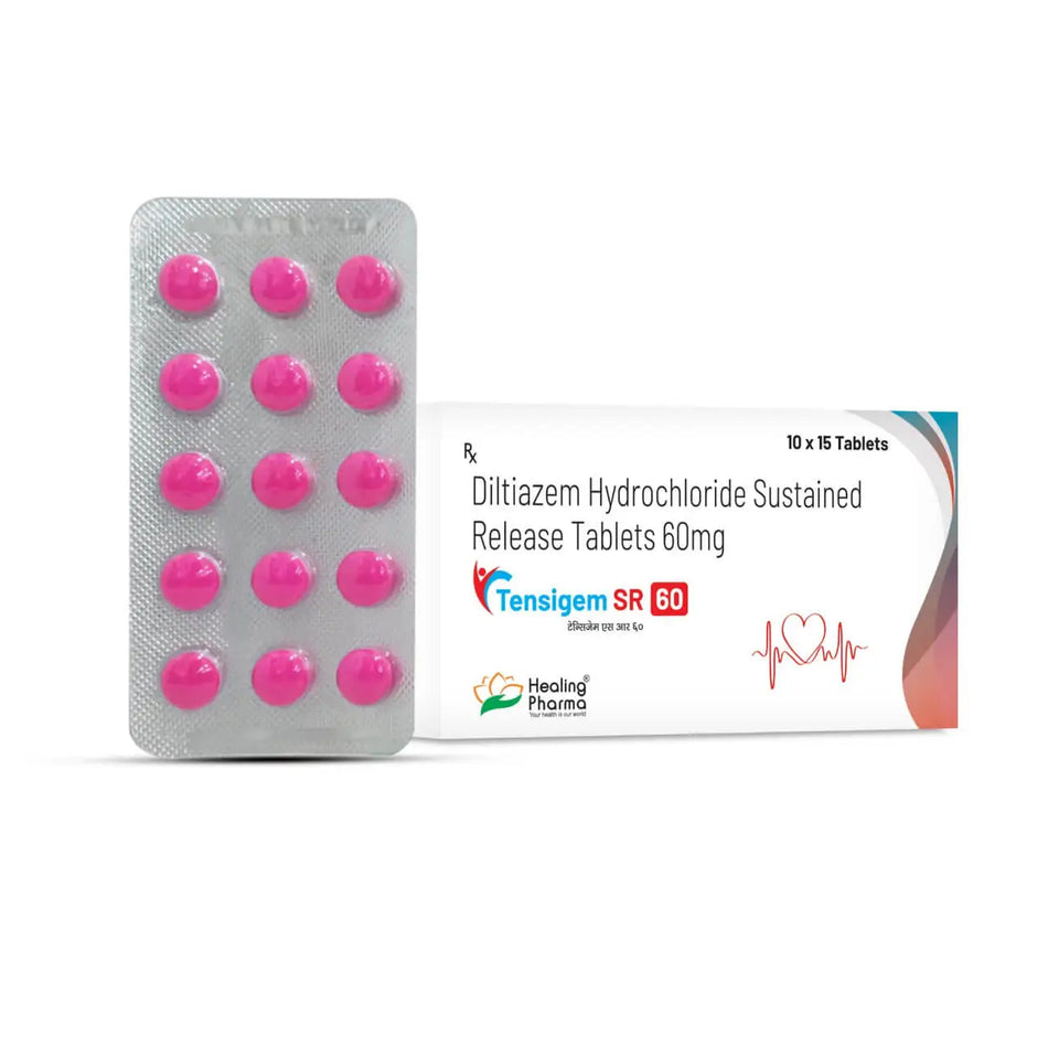 Diltiazem 60mg 150 Tabletas de Liberacion Sostenida Tensigem SR 60