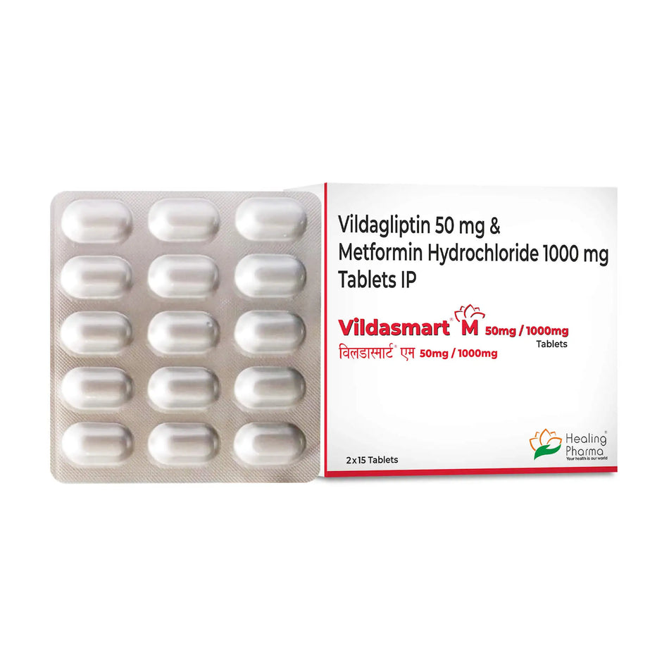 Vildagliptina 50mg + Metformina 1000mg 30 Tabletas Vildasmart M 50/1000