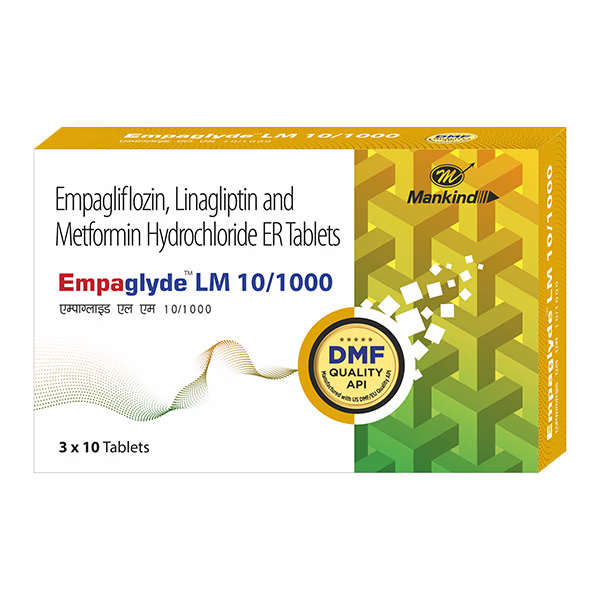 Empagliflozina 10mg + Linagliptina 5mg + Metformina 1000mg 30 Tabletas Empaglyde LM 10/1000