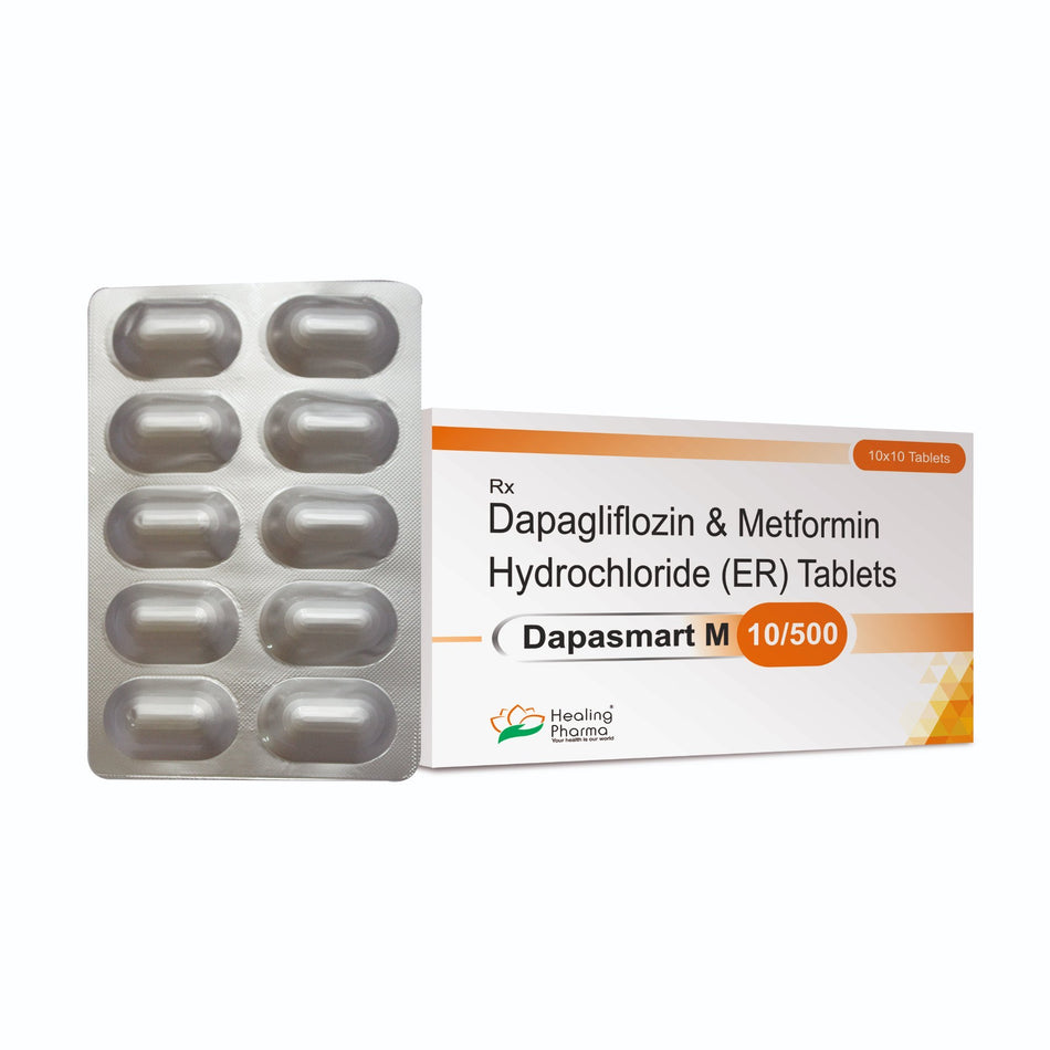 Dapagliflozina 10mg + Metformina 500mg 100 Tabletas Dapasmart M 10/500