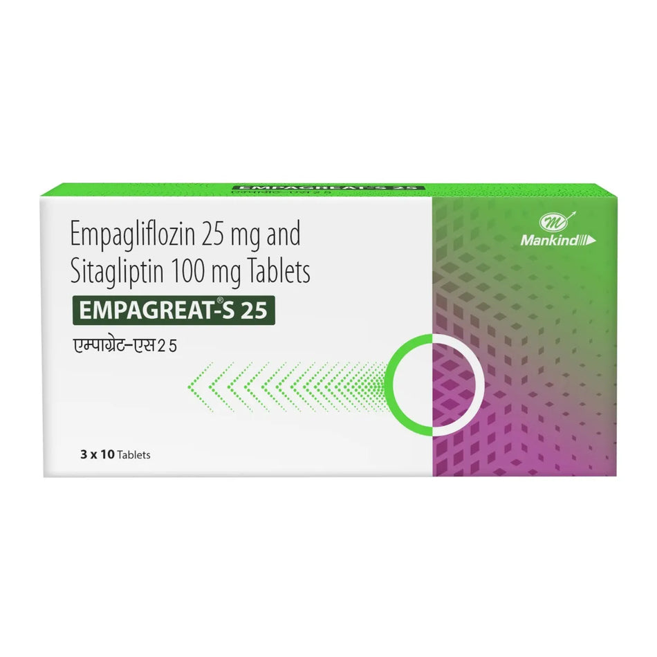 Empagliflozina 25mg + Sitagliptina 100mg 30 Tabletas Empagreat S 25