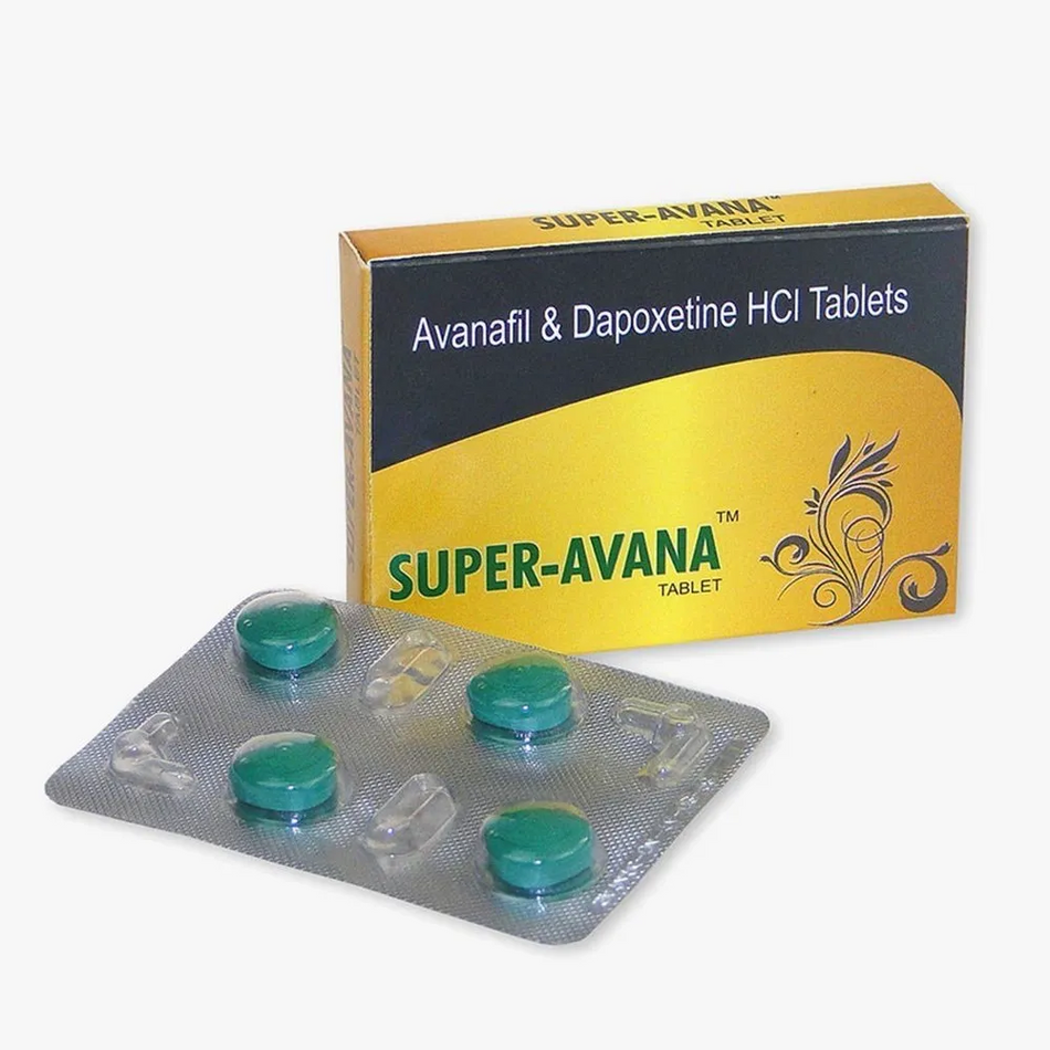 Avanafil 100mg + Dapoxetina 60mg 4 Tabletas Super Avana